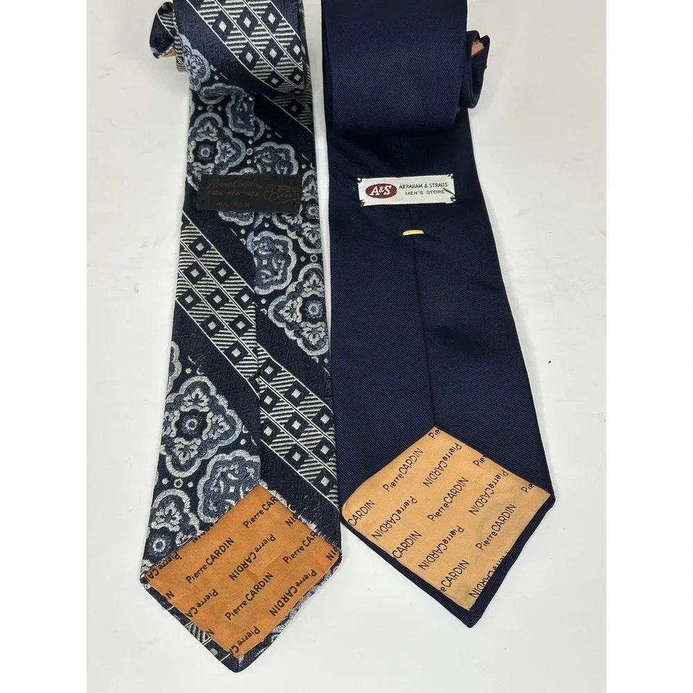 Pierre Cardin, Vintage Silk Ties, Lot Of 2, Solid‎ & Pattern